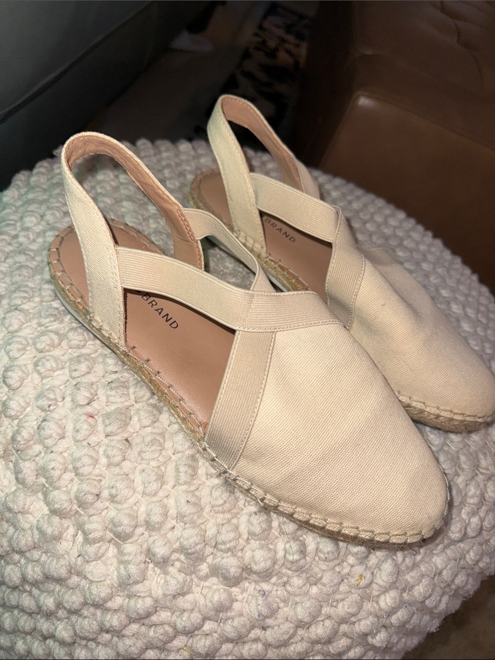 Lucky Brand Beige Canvas Slingback Espadrilles